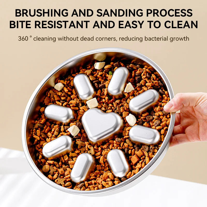 Stainless Steel Slow Feeder Dog Bowl | Anti Gulp Design