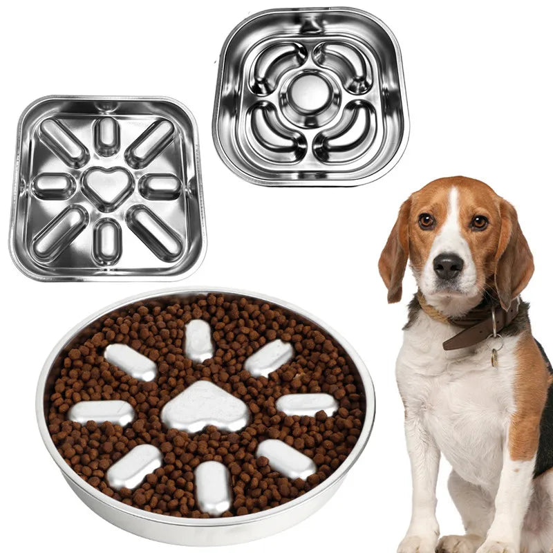 Stainless Steel Slow Feeder Dog Bowl | Anti Gulp Design
