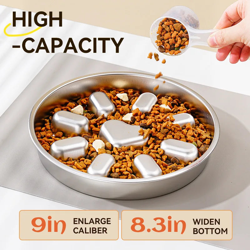 Stainless Steel Slow Feeder Dog Bowl | Anti Gulp Design