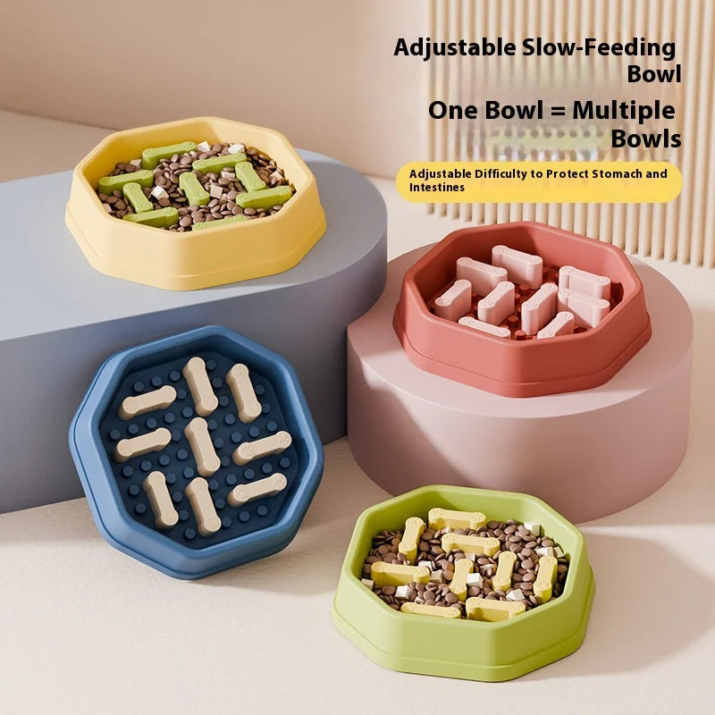 Adjustable Slow Feeder Dog Bowl with Non-Slip Pads
