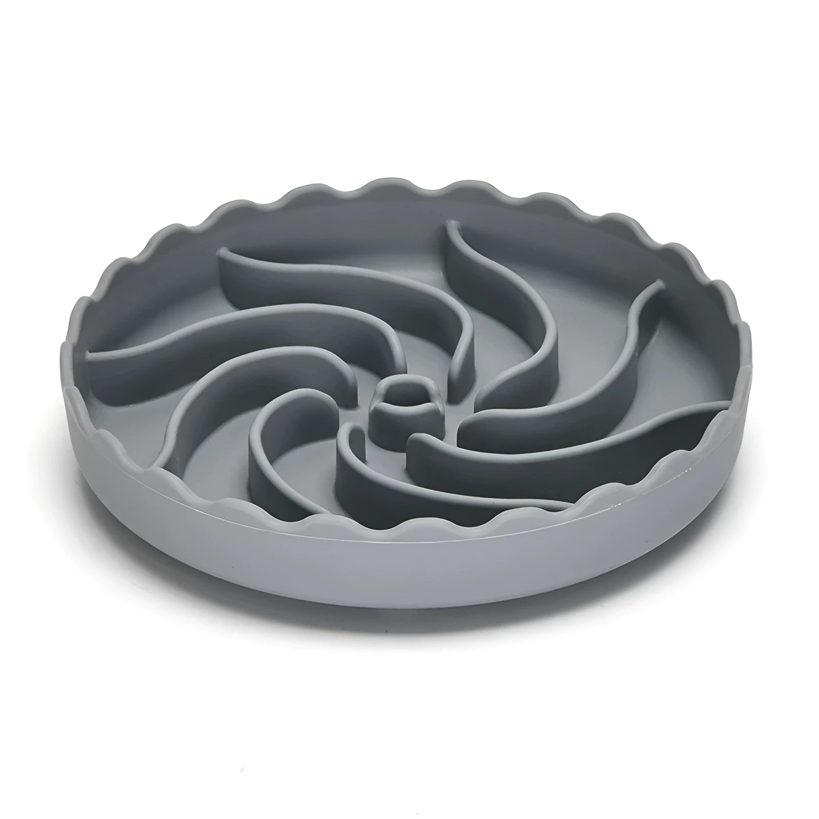 Gray silicone slow feeder dog bowl