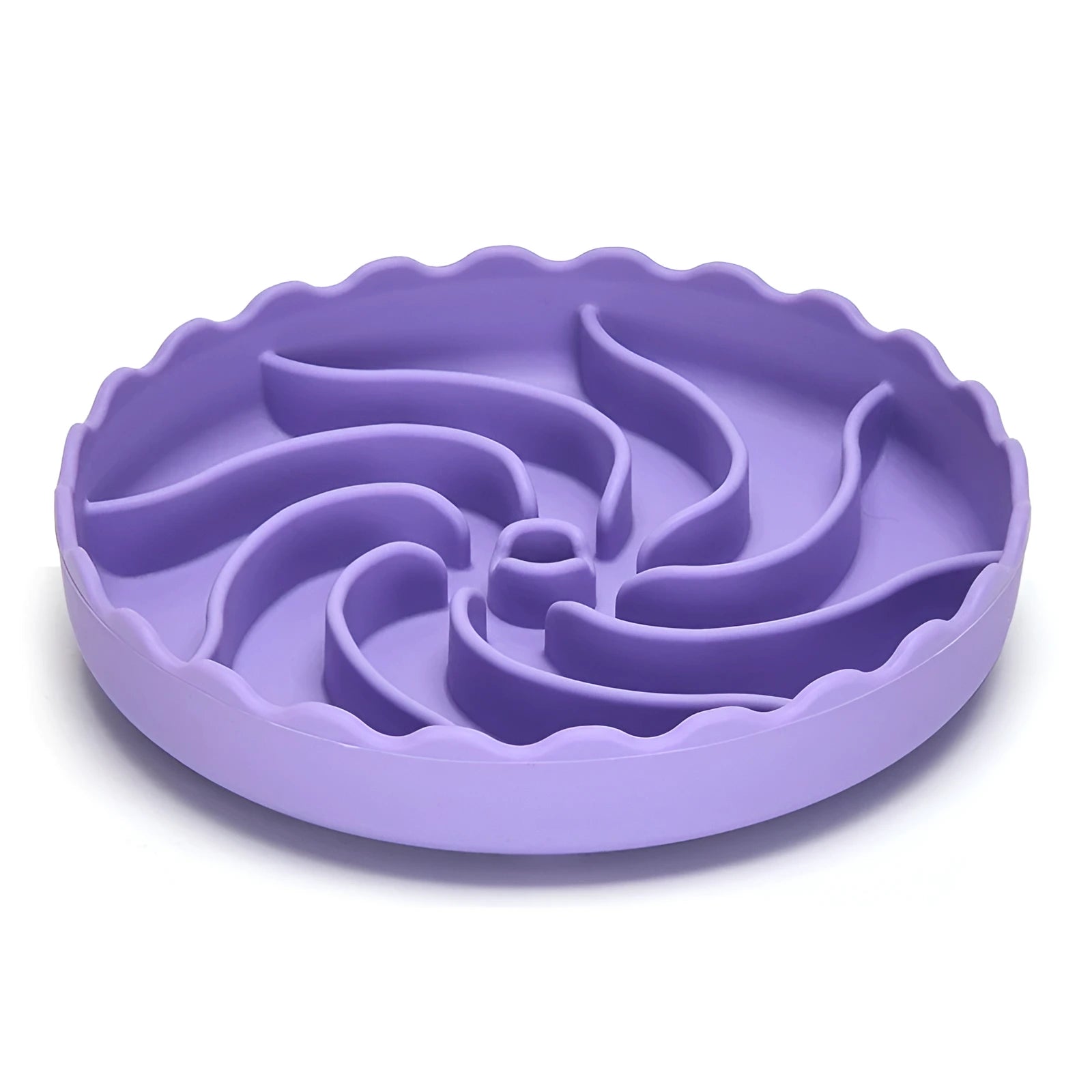 Purple silicone slow feeder dog bowl