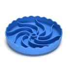 Blue silicone slow feeder dog bowl