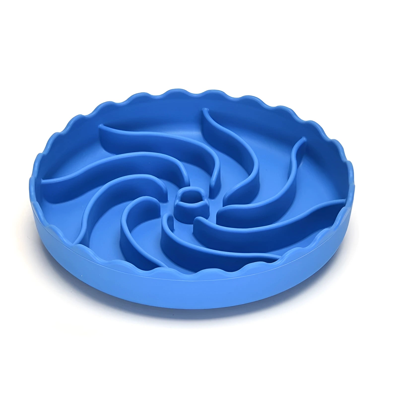 Blue silicone slow feeder dog bowl