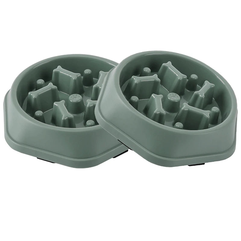 Anti-Slip Slow Feeder Dog Bowl with Bone Puzzle – Prevents Fast Eating