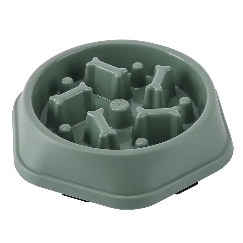 Anti-Slip Slow Feeder Dog Bowl with Bone Puzzle – Prevents Fast Eating