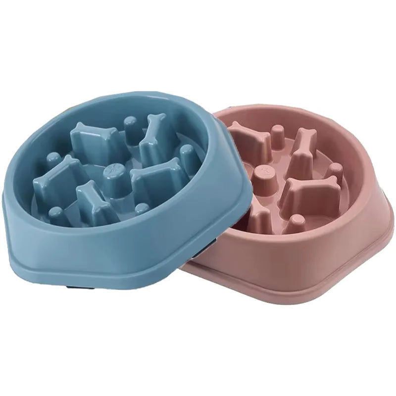 Anti-Slip Slow Feeder Dog Bowl with Bone Puzzle – Prevents Fast Eating