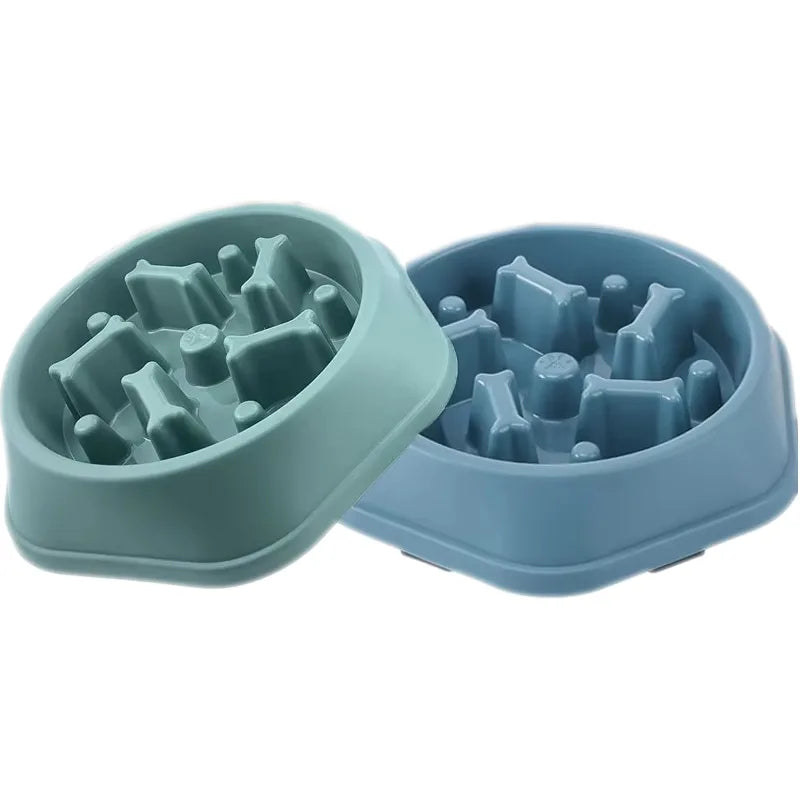 Anti-Slip Slow Feeder Dog Bowl with Bone Puzzle – Prevents Fast Eating