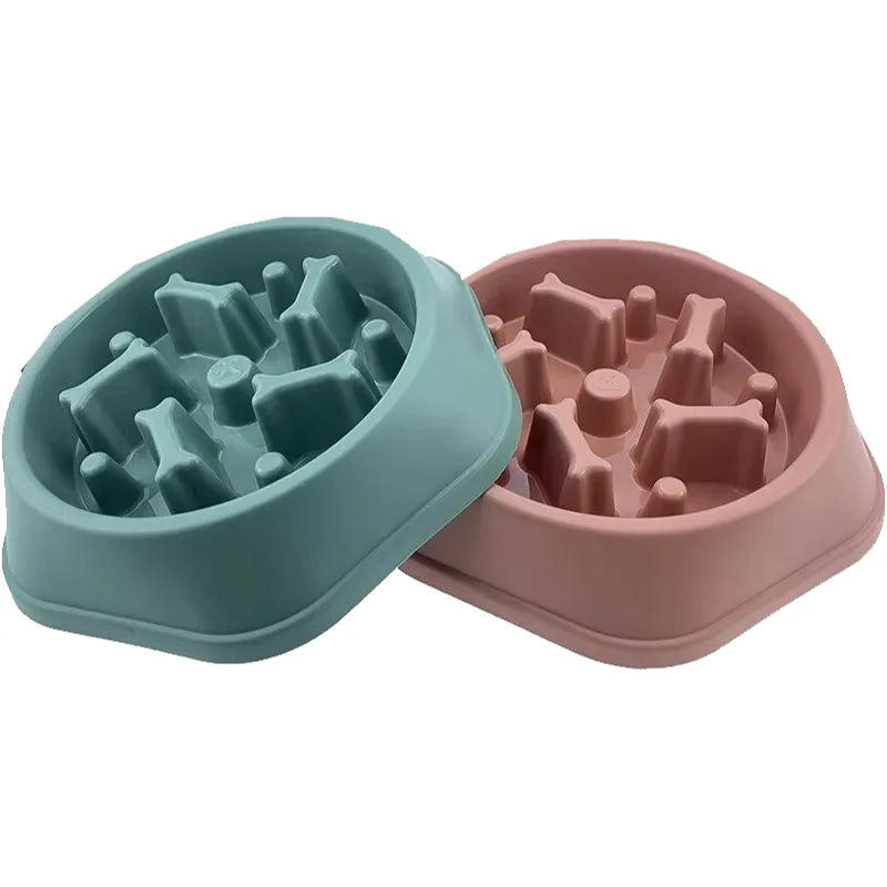 Anti-Slip Slow Feeder Dog Bowl with Bone Puzzle – Prevents Fast Eating